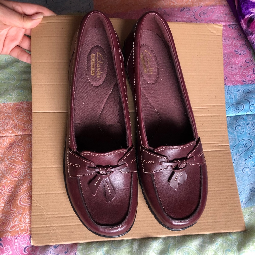 Clarks Burgundy  Slip Ons